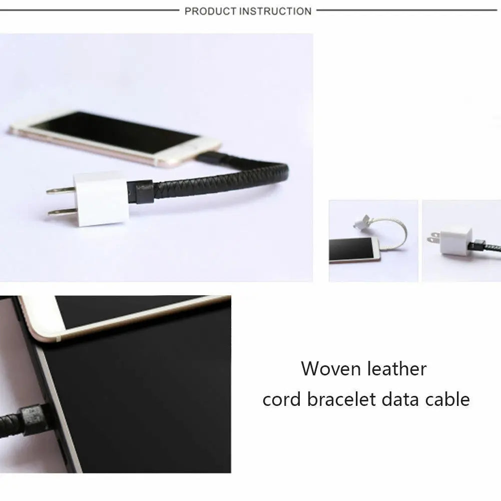 Leather USB charging Bracelet cable (Iphone Lighting and USB-C)