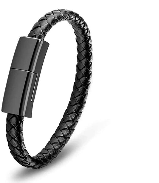 Leather USB charging Bracelet cable (Iphone Lighting and USB-C)