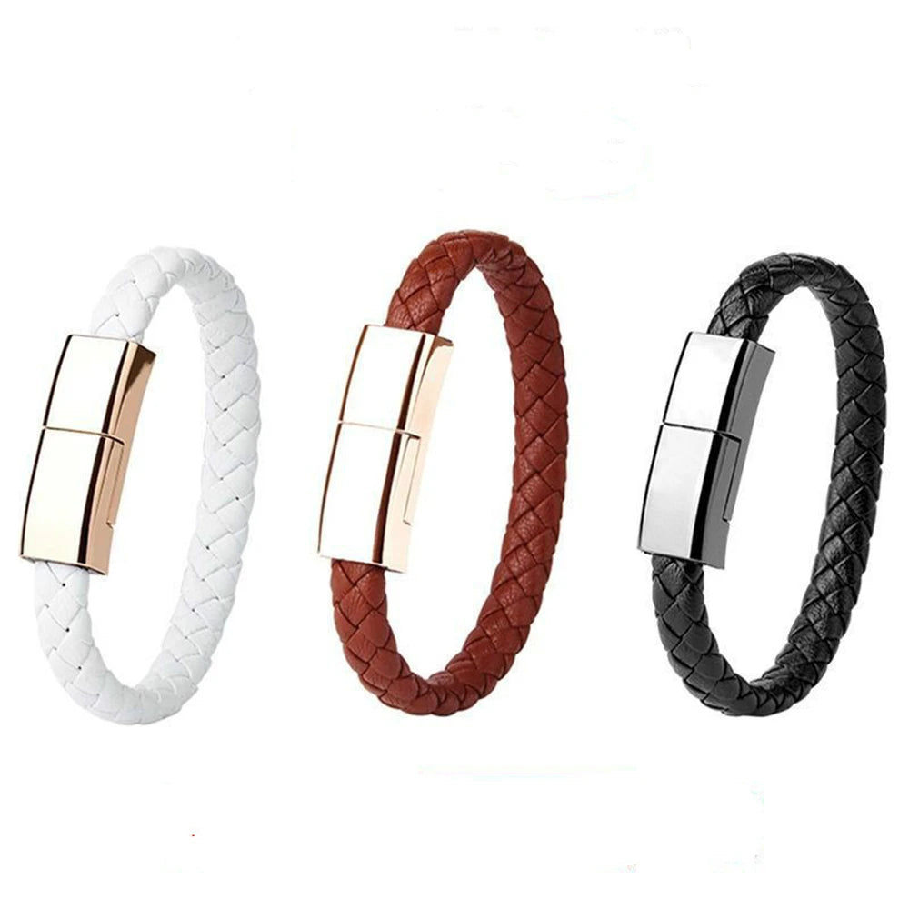 Colors Leather USB charging Bracelet cable (Iphone Lighting and USB-C)