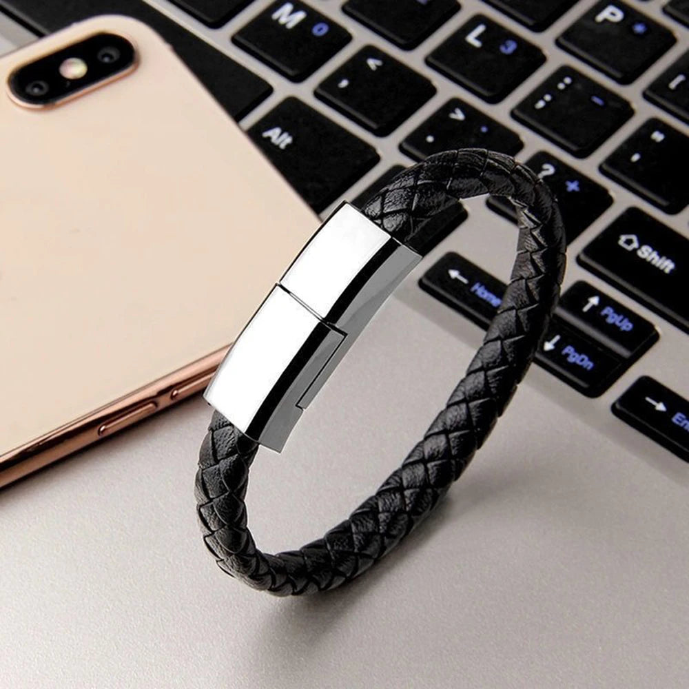 Colors Leather USB charging Bracelet cable (Iphone Lighting and USB-C)