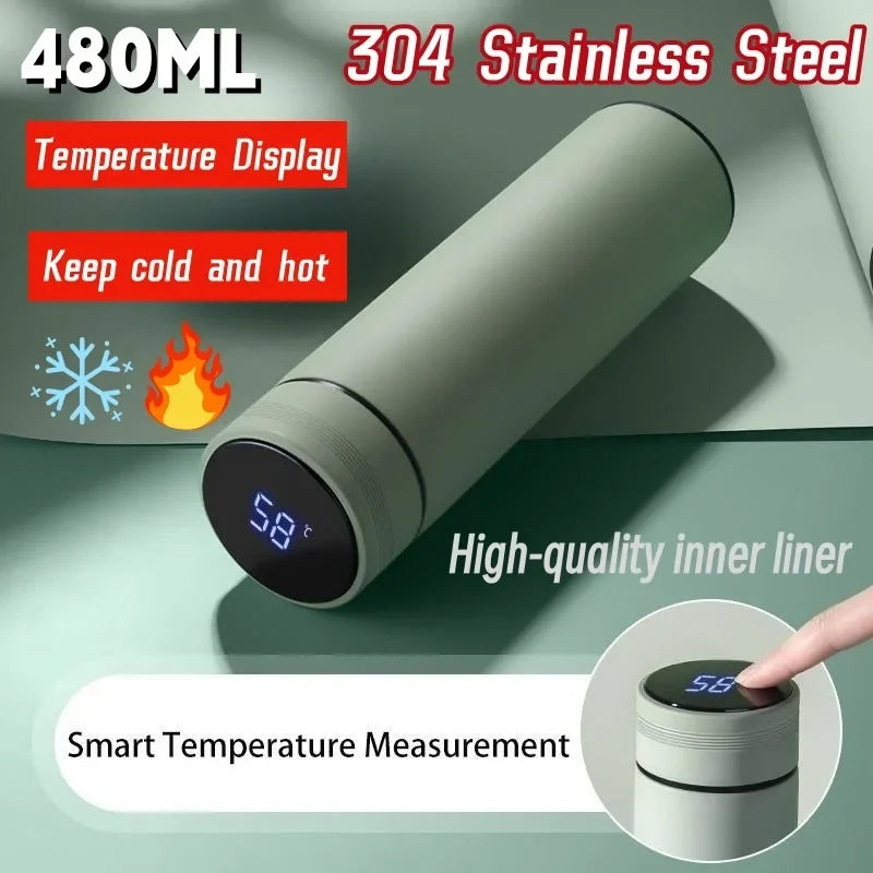 Smart Stainless Steel Water Bottle with Temperature Display