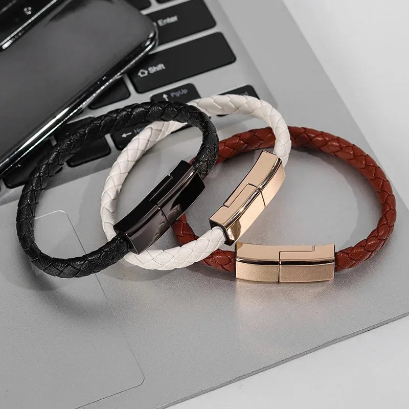 Colors Leather USB charging Bracelet cable (Iphone Lighting and USB-C)