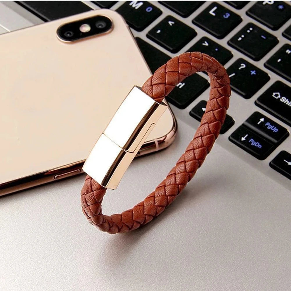 Colors Leather USB charging Bracelet cable (Iphone Lighting and USB-C)