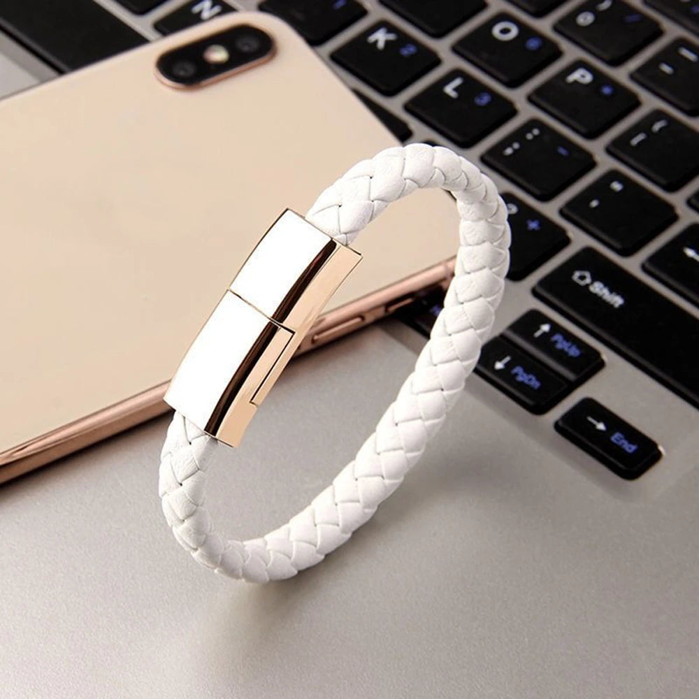 Colors Leather USB charging Bracelet cable (Iphone Lighting and USB-C)